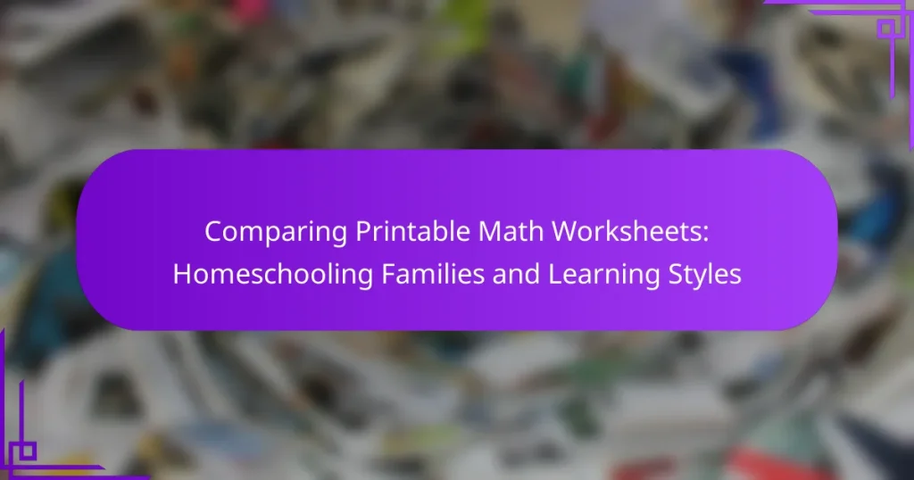 Comparing Printable Math Worksheets: Homeschooling Families and Learning Styles
