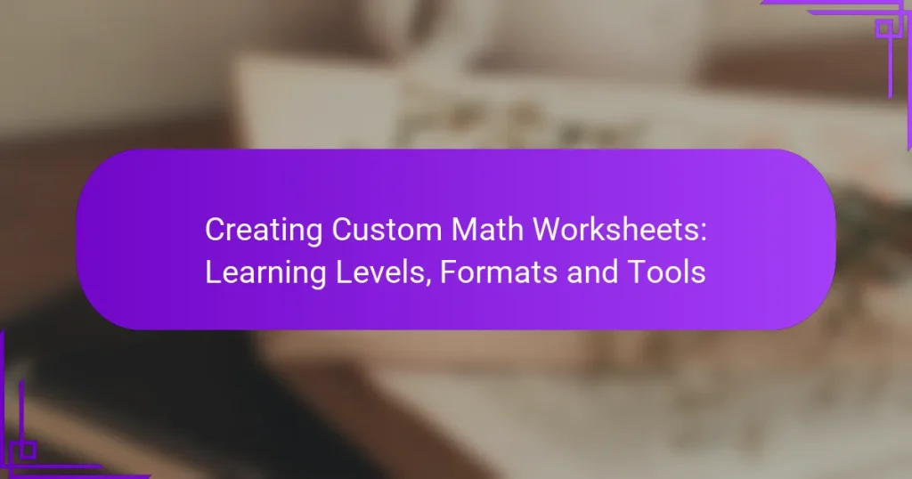 Creating Custom Math Worksheets: Learning Levels, Formats and Tools