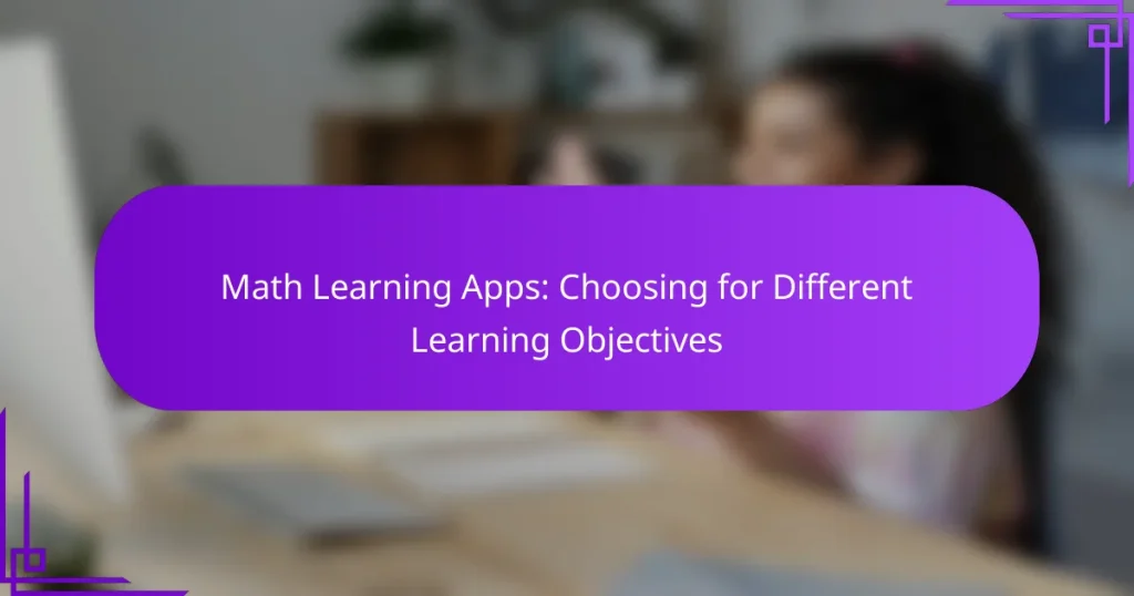 Math Learning Apps: Choosing for Different Learning Objectives